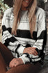 Striped Knit Puff Sleeve Casual Sweater